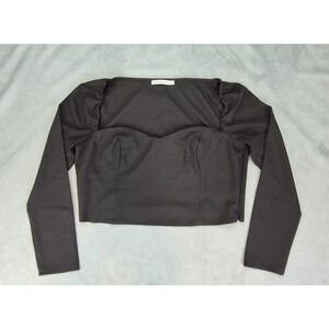 Abercrombie & Fitch Black Cropped Sweetheart Neck Coquette Witchy Y2K Top Size L